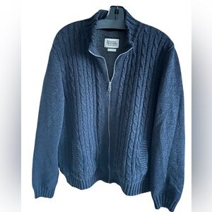 Boston Traders Gray Quiet Luxury Coastal Grandpa Sherpa Lined Sweater Jacket XL